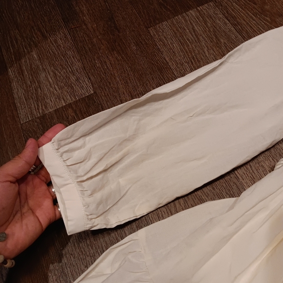 Zara White Long Sleeve Dress with Floral Accents - Picture 6 of 6